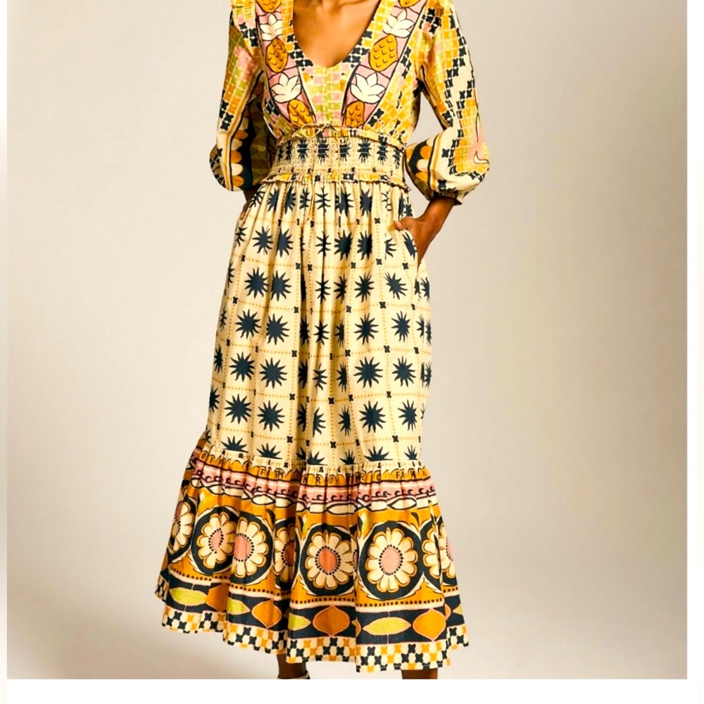 FARM Rio Yellow Multi Floral & Star-Print Maxi Dress